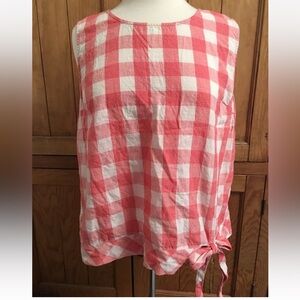 🌺 J Crew Womens Size 14 Cotton Linen Blend Sleeveless Gingham Top